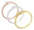 Tri-Color 14K Gold Plated .925 Sterling Silver 1/6 Cttw Round Miracle-Set Diamond Stacking Promise Ring Set (J-K Color, I1-I2 Clarity) - Size 8 For Sale