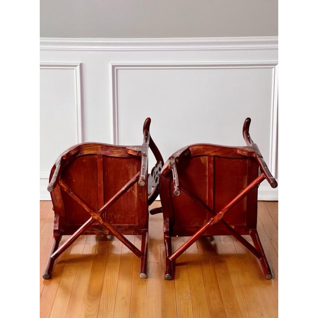 Pair of Chinese Rosewood Corner Chairs With Mother-of-Pearl Inlay, C. 1940 For Sale - Image 18 of 18