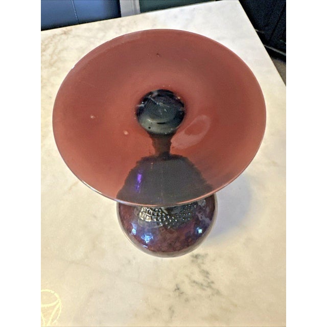 1960s Large Empoli Amethyst Glass Diamond Optic Statement Snifter Vase For Sale - Image 6 of 9
