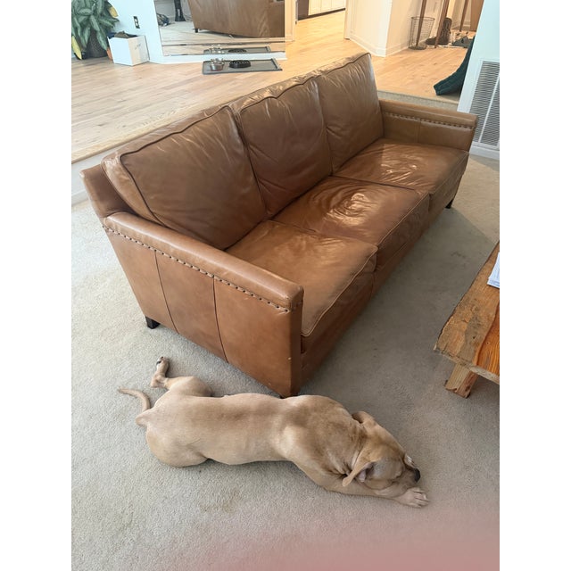 2010s Custom Maitland Smith Rustic Leather Sofa For Sale - Image 5 of 5