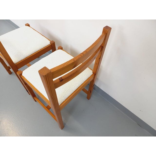 Set of Pine Chairs with Fabric Seats, 1970s For Sale - Image 9 of 18