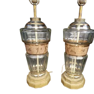 C1925 Vienna Art Deco Josef Hoffmann Wiener Werkstatte Gilt Beveled Glass Roman Gladiator Table Lamps a - Pair