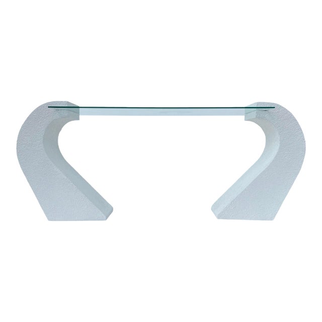 1980s Postmodern Curved Plaster Console Table For Sale