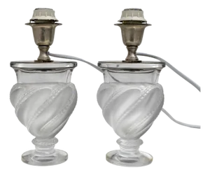 Vintage Crystal Ermenonville Lamps from Lalique, 1960s, Set of 2