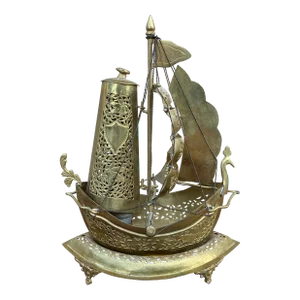 Vintage German Brass Sailing Ship Nightlight | an English Coastal Curiosity