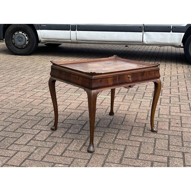 Walnut Tray Top Side Table with Drawer For Sale - Image 16 of 18