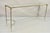 Vintage Neoclassical Maison Jansen Style Steel & Brass Console Sofa Table. Item features inset glass top, steel and brass...