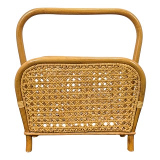 Vintage Bamboo Magazine Rack, 1970s For Sale