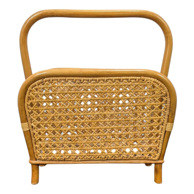 Vintage Bamboo Magazine Rack, 1970s For Sale