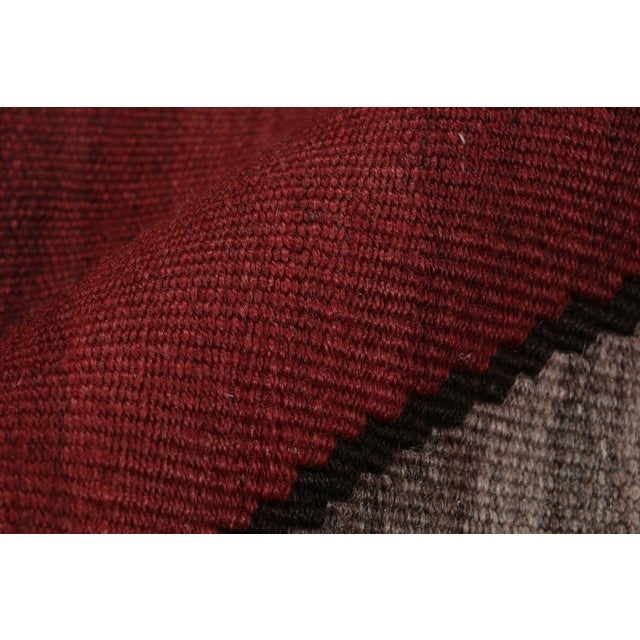 Mid Century Vintage Kilim Red Gray Medallion Floral Rug For Sale - Image 9 of 10