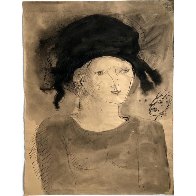 Surrealism Gary Hansmann, Modern Figurative Surrealist Watercolor Painting, Drawing 'Prince of Innocence', 1984 For Sale - Image 3 of 9