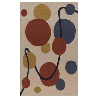 Doris Leslie Blau New Art Deco Inspired Beige, Black, Blue, Gold, Red, Wool Rug For Sale