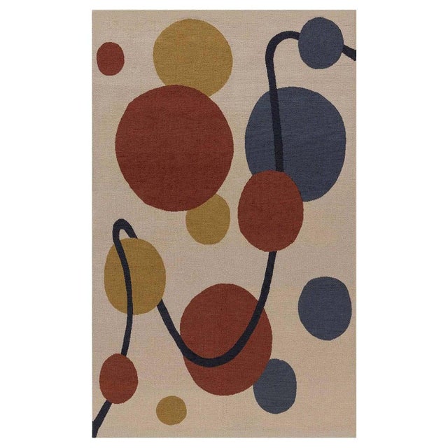 Doris Leslie Blau New Art Deco Inspired Beige, Black, Blue, Gold, Red, Wool Rug For Sale