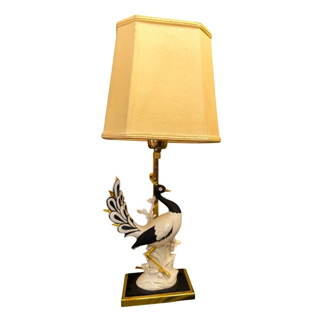 Swan Lamp with Lampshade, 1960s For Sale