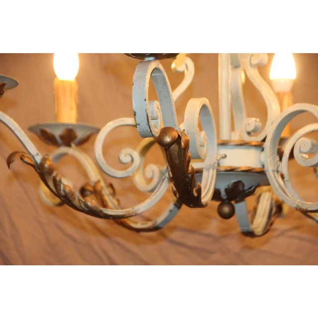 Art Deco French Wrought Iron Chandelier attributed to Gilbert Poillerat, 1950s For Sale - Image 18 of 18