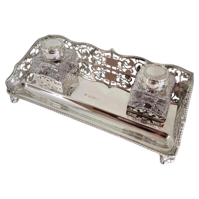Sterling Silver Inkwell Stand from Barker Ellis, 1992 For Sale - Image 14 of 14