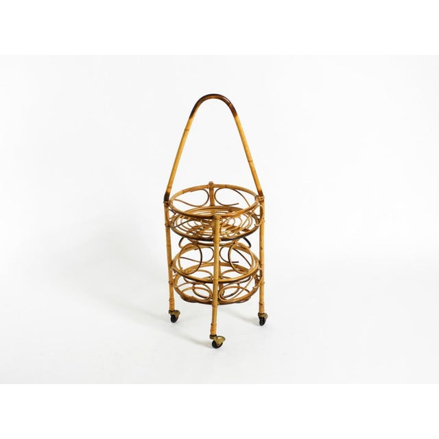 Mid-Century Italian Bar and Serving Trolley Made of Bamboo with Wheels, 1950s For Sale - Image 4 of 18