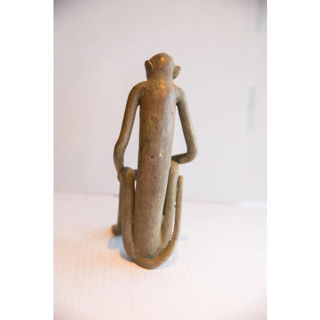 Old New House Vintage African Sitting Monkey With Banana Sculpture For Sale - Image 4 of 8