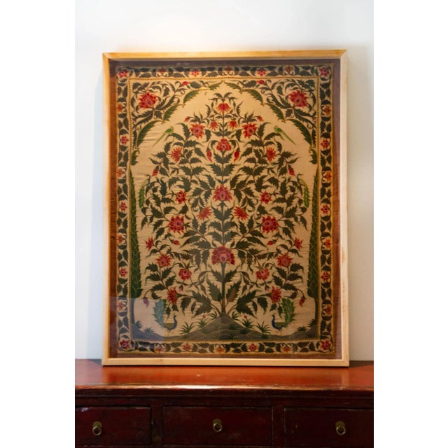 Indian Antique Indian Mughal Framed Embroidered Wall Art For Sale - Image 3 of 12