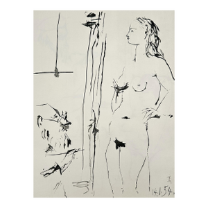 Vintage Pablo Picasso 'Artist and Nude Model' Offset Print Reproduction