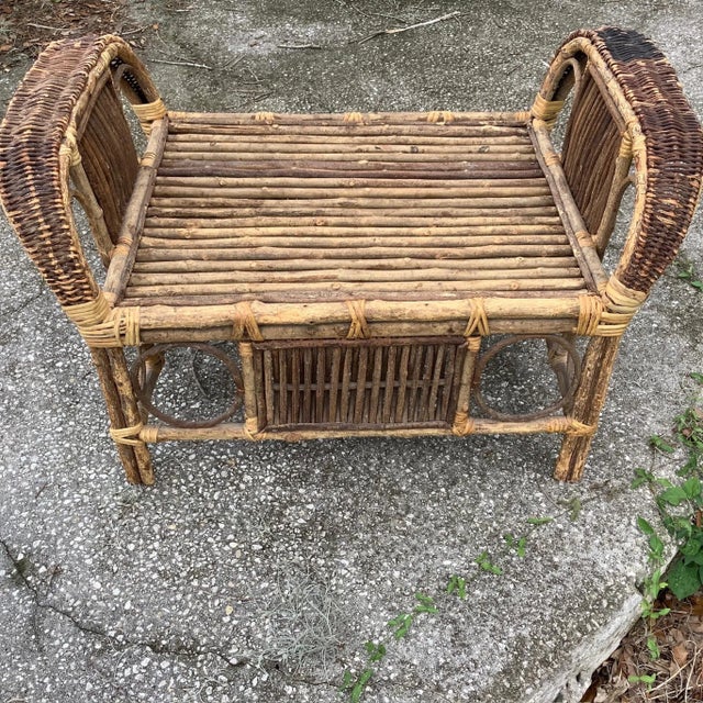 Vintage MCM Bent Branch Ottoman With Tasseled Cushion For Sale - Image 10 of 12