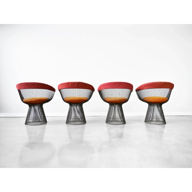 Bronze Vintage Warren Platner Bronze Dining Chairs for Knoll International - Set of Four For Sale - Image 8 of 17