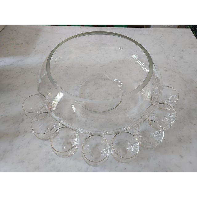 Mid-Century Modern Mid-Century Glass Punch Bowl Set- 9 Pieces For Sale - Image 3 of 7