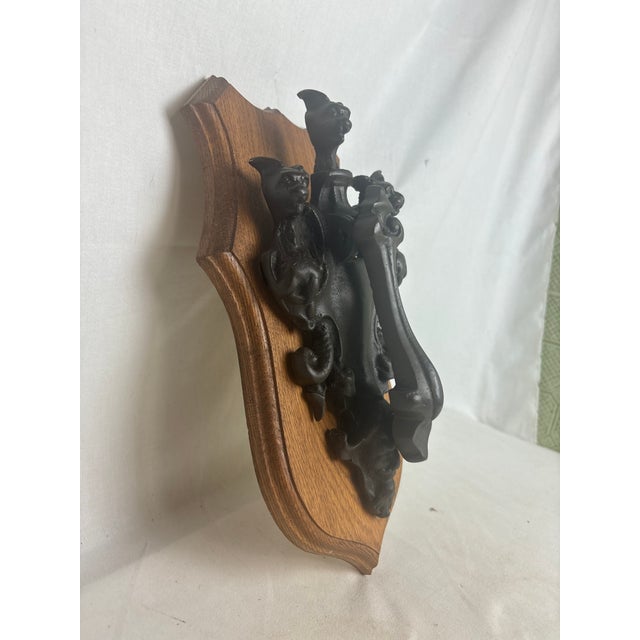 Gothic Antique Brass Gargoyle Door Knocker For Sale - Image 3 of 5