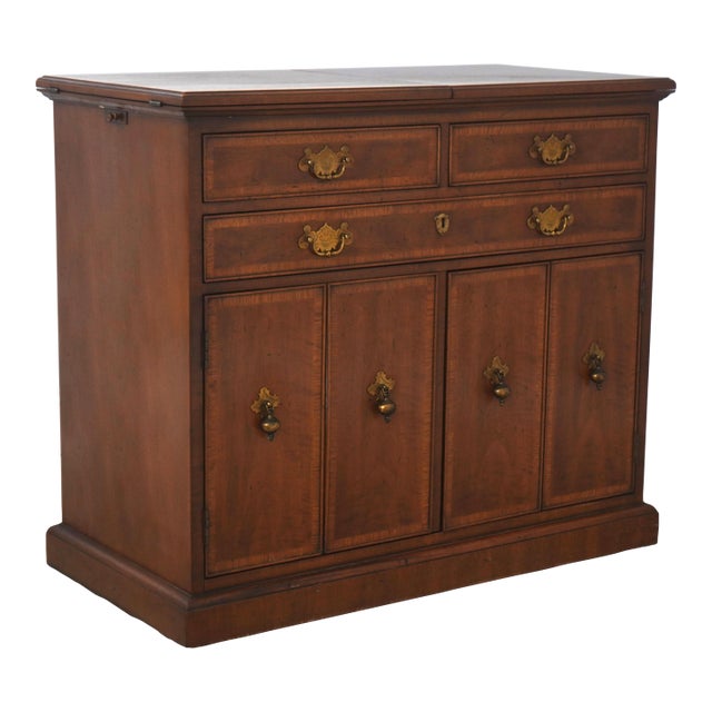 Henredon 18th Century Portfolio Flip Top Bar Cabinet For Sale