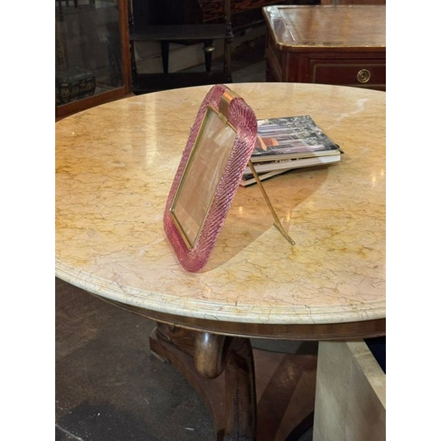 Pink Murano Twist Glass Picture Frame For Sale In Dallas - Image 6 of 6
