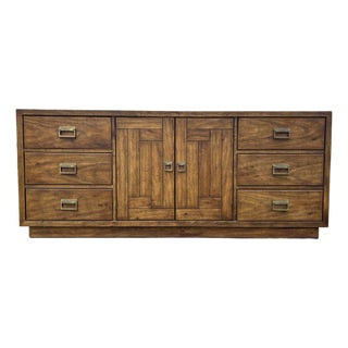 Vintage Drexel Heritage Campaign 9 Drawer Dresser For Sale