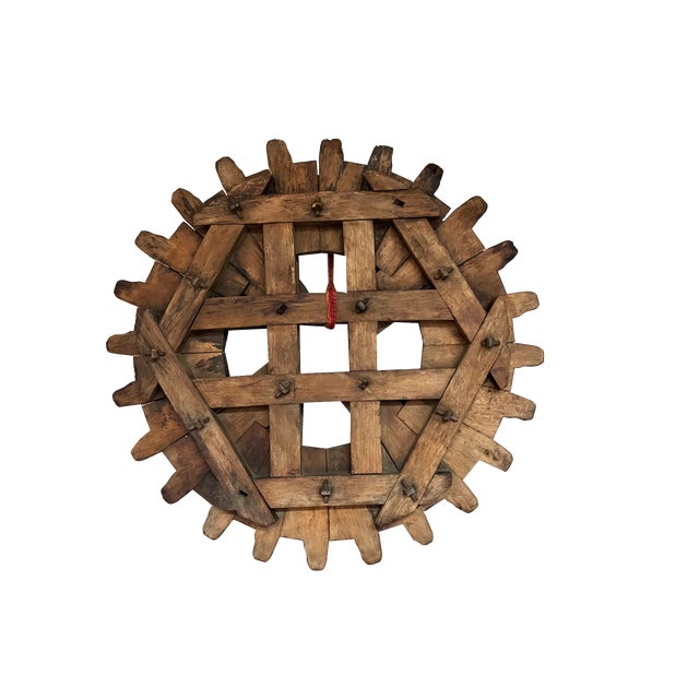 Large Japanese Wooden Cogwheel, 1920s For Sale