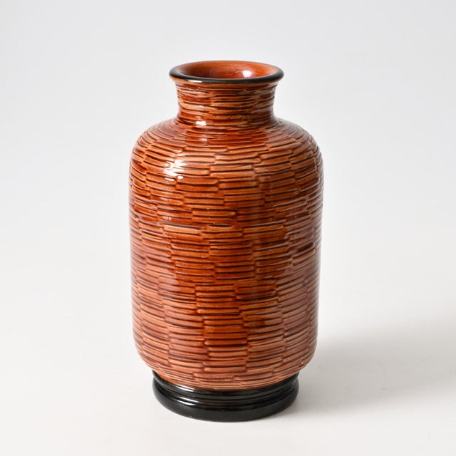 Ceramic Basket Weave Pattern Vase by Aldo Londi for Bitossi, 1970s For Sale - Image 7 of 8
