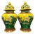 Pair of Chinese Yellow Ground Porcelain Temple Jar | Famille Rose Mandarin Ducks & Lotus Motif For Sale
