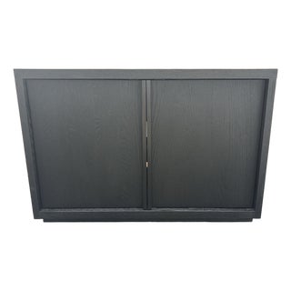 Rh Restoration Hardware Bezier Sideboard – 48" 2-Door Black Oak / Bronze | American White Oak | Designed by the Van Thiels For Sale