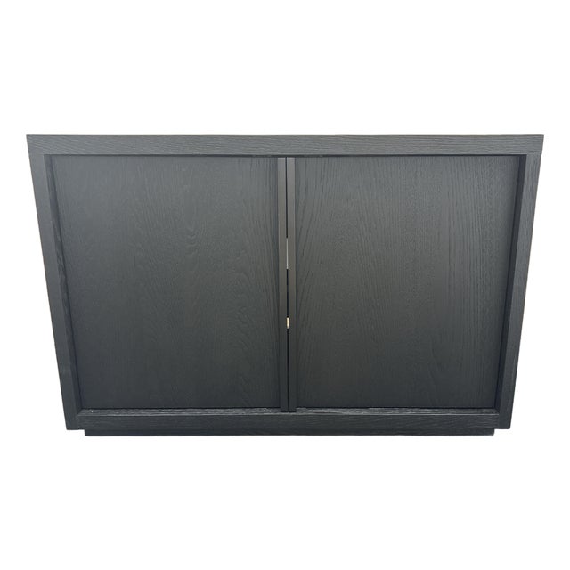 Rh Restoration Hardware Bezier Sideboard – 48" 2-Door Black Oak / Bronze | American White Oak | Designed by the Van Thiels For Sale