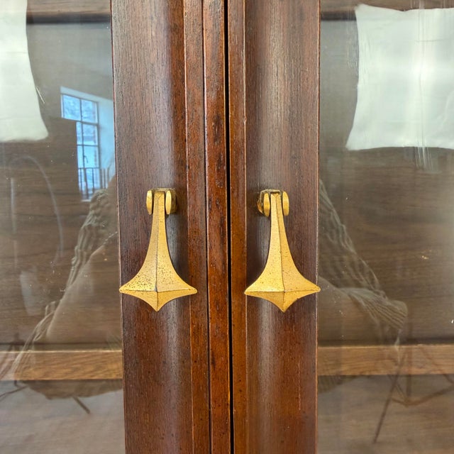 Wood Mid Century Modern Broyhill Brasilia Walnut Two-Piece Hutch For Sale - Image 7 of 10