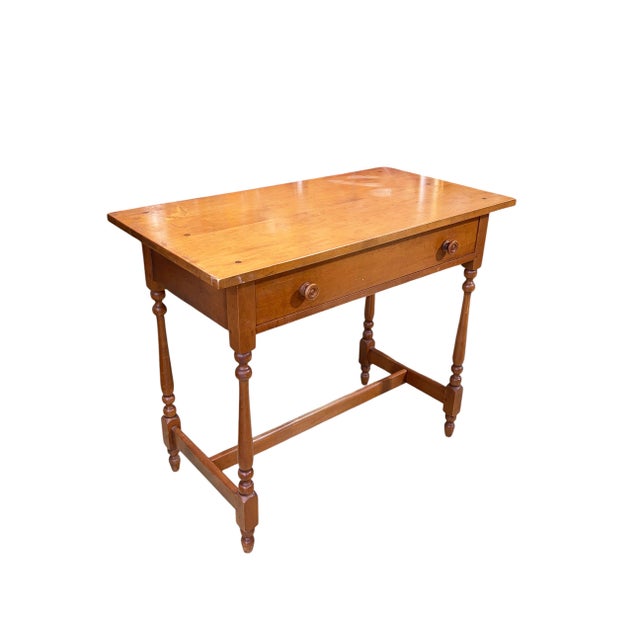 Brown Vintage 1960s American Colonial Solid Cherry Wood Tavern /Writing Desk For Sale - Image 8 of 10