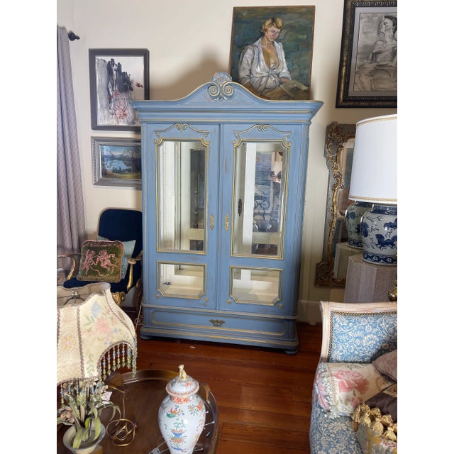 Blue French Painted Display Cabinet For Sale - Image 8 of 12