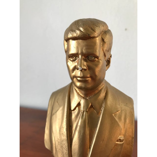 Mid-Century Modern Vintage Gold Plaster Bust of Kennedy (Jfk) For Sale - Image 3 of 12