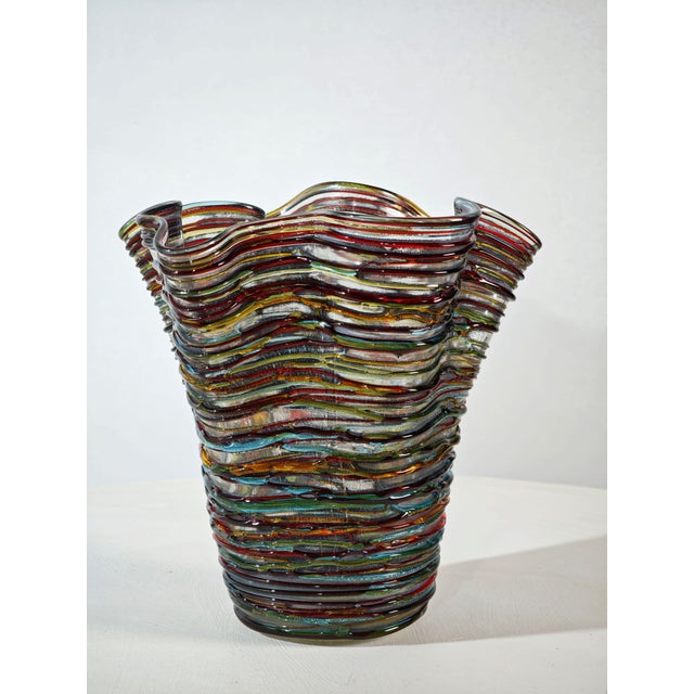 Mid-Century Modern Multicolored Murano Glass Vase by Enrico Cammozzo, Italy, 1980s For Sale - Image 13 of 18