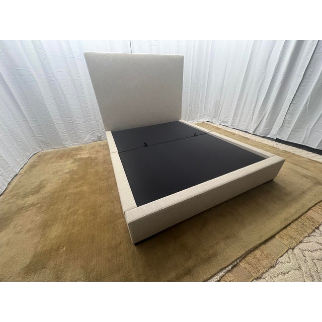 Contemporary Rh Restoration Hardware Custom Special Order Modena Fabric Panel Storage Bed – Queen For Sale - Image 3 of 18
