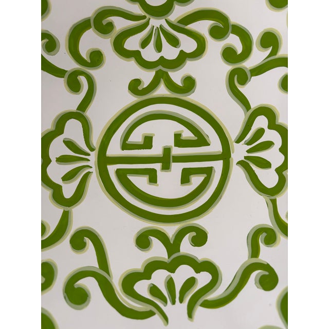 Dana Gibson Hand Painted Tole Sultan Bowl - Metal - in two shades of green with white ground and soft gold color rim that...