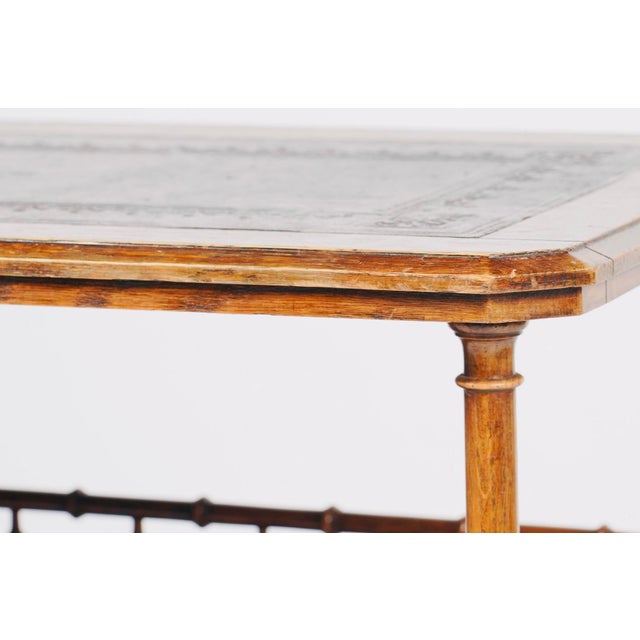 Traditional Late 20th Century Judson Rothschild Aesthetic Movement Faux Bamboo Console Table With Leather Inset Top for the Rothschild Collection For Sale - Image 3 of 10