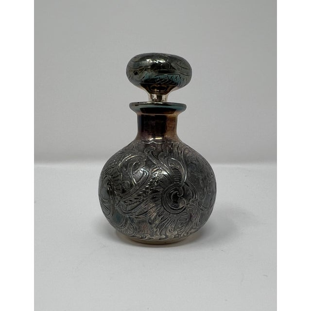 Alvin Corporation Alvin Art Nouveau Sterling Silver Overlay Perfume Bottle, c.1900 (3.25 In.) For Sale - Image 4 of 10
