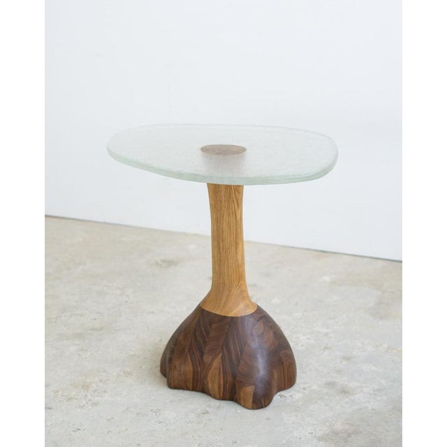 Fused Crystal Glass and Walnut Side Table by Alexander Knysch For Sale - Image 4 of 8
