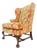 Large Fancy Floral Pattern Uphlstry Fine Carved Ball & Claw Feet Wing Chair MINT For Sale