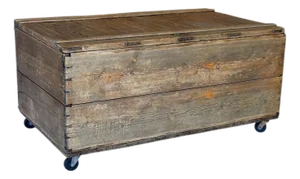 Late 19th Century Primitive Pine Blanket Storage Chest on Original Casters