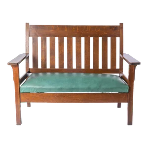 Early 20th Century Antique Mission Oak Bench