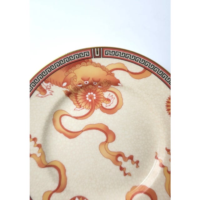 Peach Wedgwood Dragon Foo Dog Porcelain Plates, Set of 2 For Sale - Image 8 of 12